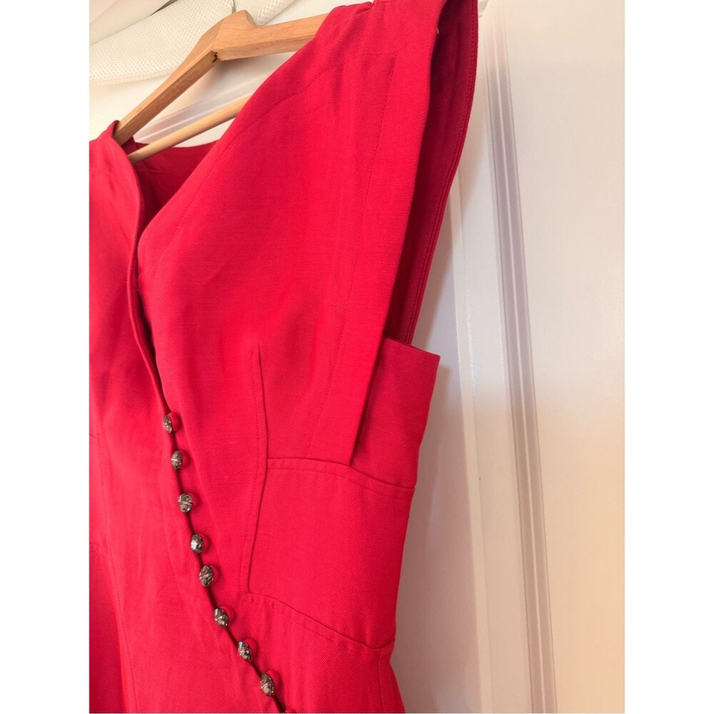 Acler Red Berry Sleeveless Fit-and-Flare MARNEY Crystal-button Maxi Dress US4 - Picture 9 of 13